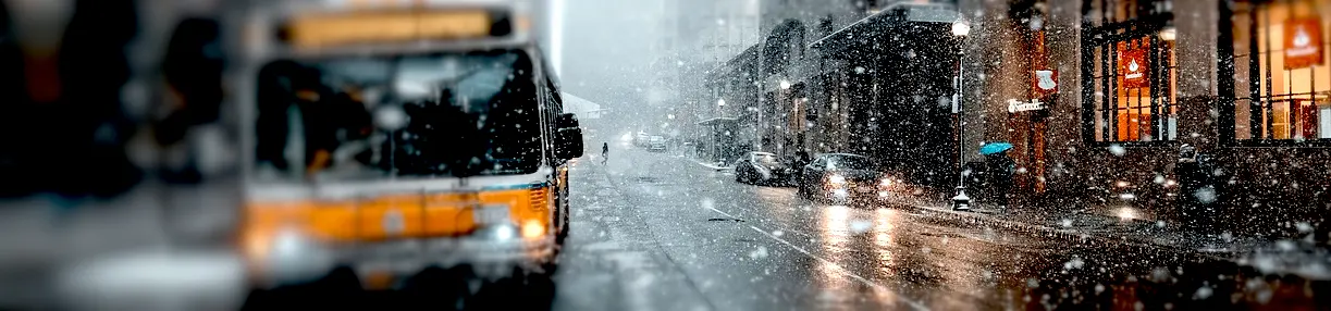 Snowy photo of downtown Boston.